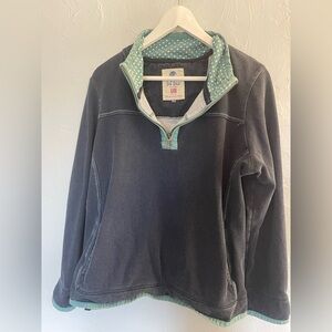 Fat Face Charcoal and Turquoise Women's quarter zip Sweater